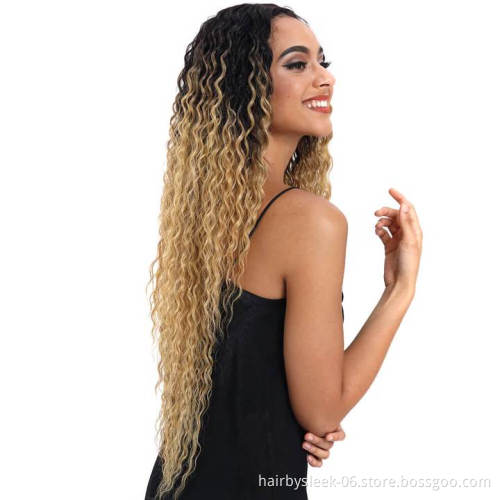 Kelly Synthetic Lace Front Wig wave Ombre blond Jerry curly hair weave 31 Inch Energetic Spring Small Curly Wig Hair Wigs